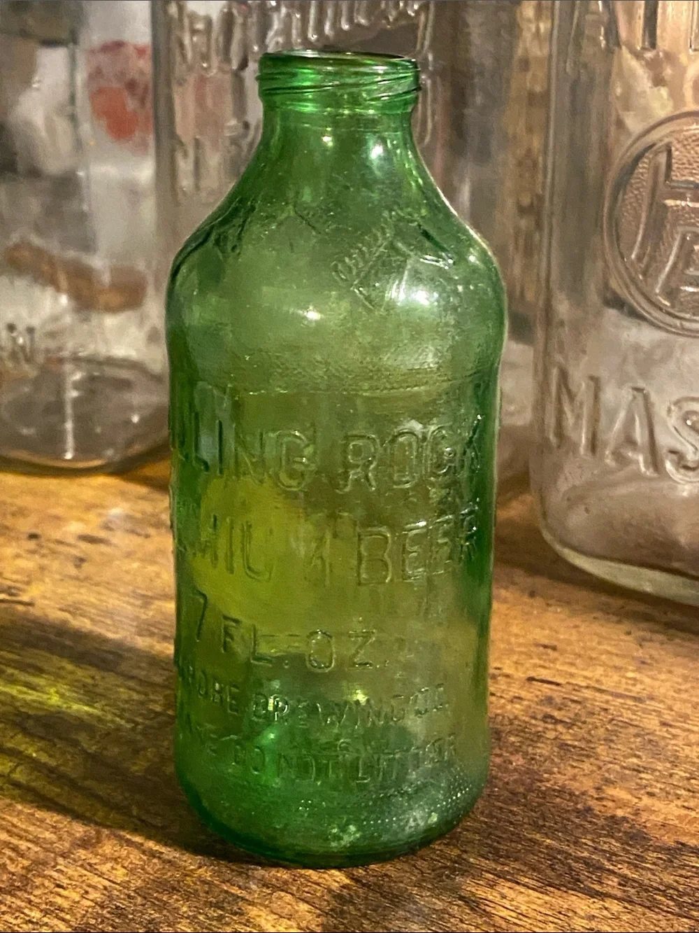 1971 Rolling Rock Beer Vintage Green Embossed Bottle